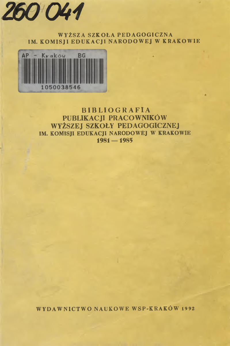 Bibliografia publikacji pracowników Wyższej Szkoły Pedagogicznej im. Komisji Edukacji Narodowej w Krakowie. 1981-1985. T. 5 (okładka)